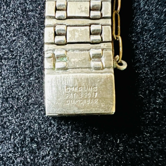 Vintage Sterling Silver Art Dec Diamond Bar Cubic Zirconia Box Clasp Bracelet - Picture 6 of 8